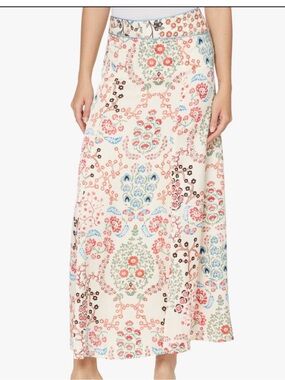 ba&sh Cream Maxi Skirt with Pink, Blue and Green Floral Motif